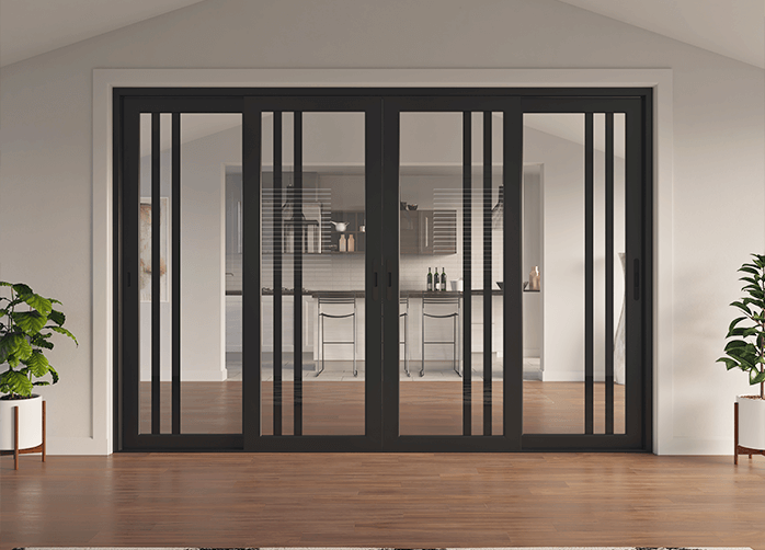 Doors Plus Zone Living Internal Aluminium Sliding Glass Door in Black Finish and Clear Safeglass for your Dinning Room