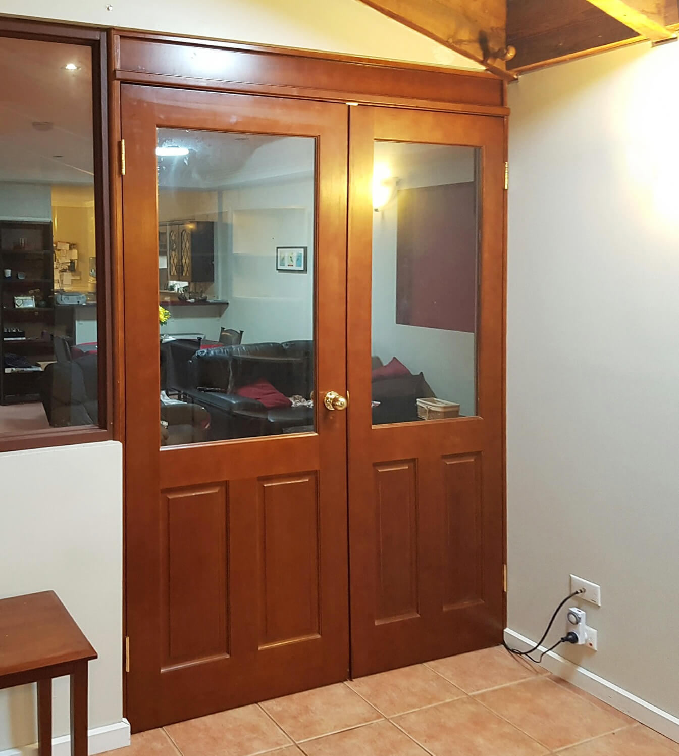 Doors Plus - Internal Doors Featuring Glass Panels - Finished in Dark Maple