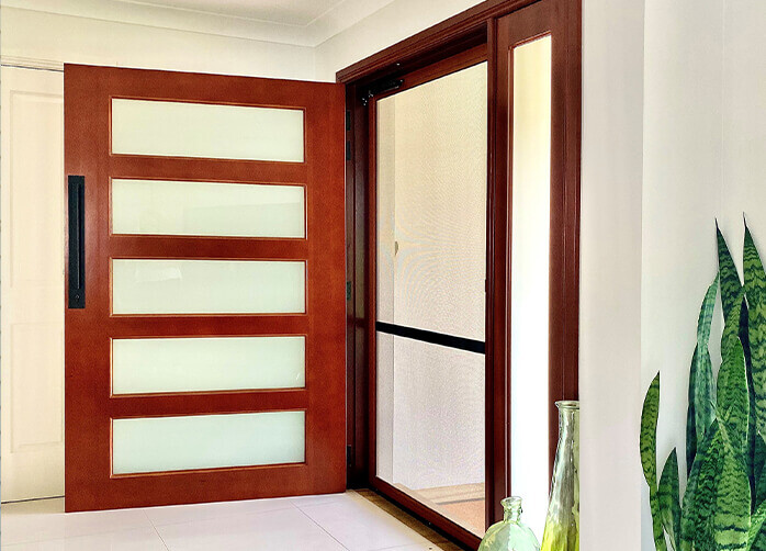 Doors Plus-External-Entrance-Wide large front door-Solid timber-Pacific Ash-Eden-with Ultra Safe security screen door