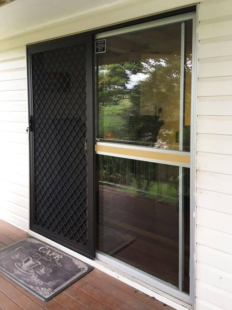 Doors Plus-External-Entrance-Nubreeze-Safety sliding screen door-with grill design on it-in black finish