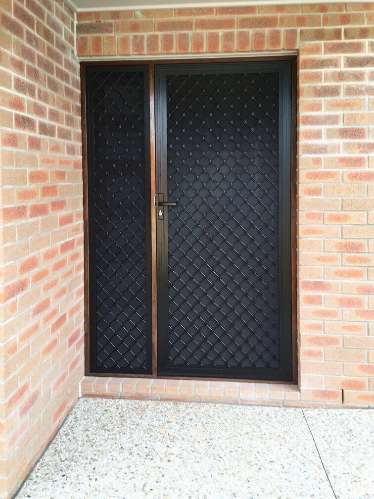 Doors Plus-External-Entrance-Nubreeze-Safety screen door and side grill-with grill design on it-in black finish