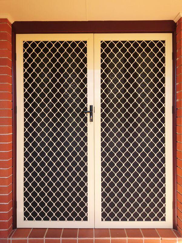 Doors Plus-External-Entrance-Nubreeze-Safety screen double door-grill design on it-in primrose finish