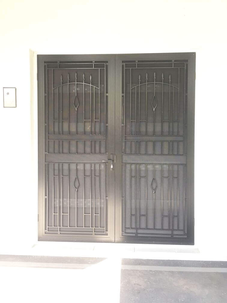 Doors Plus-External-Entry-Safety screen double door-with grill design on it-in black finish
