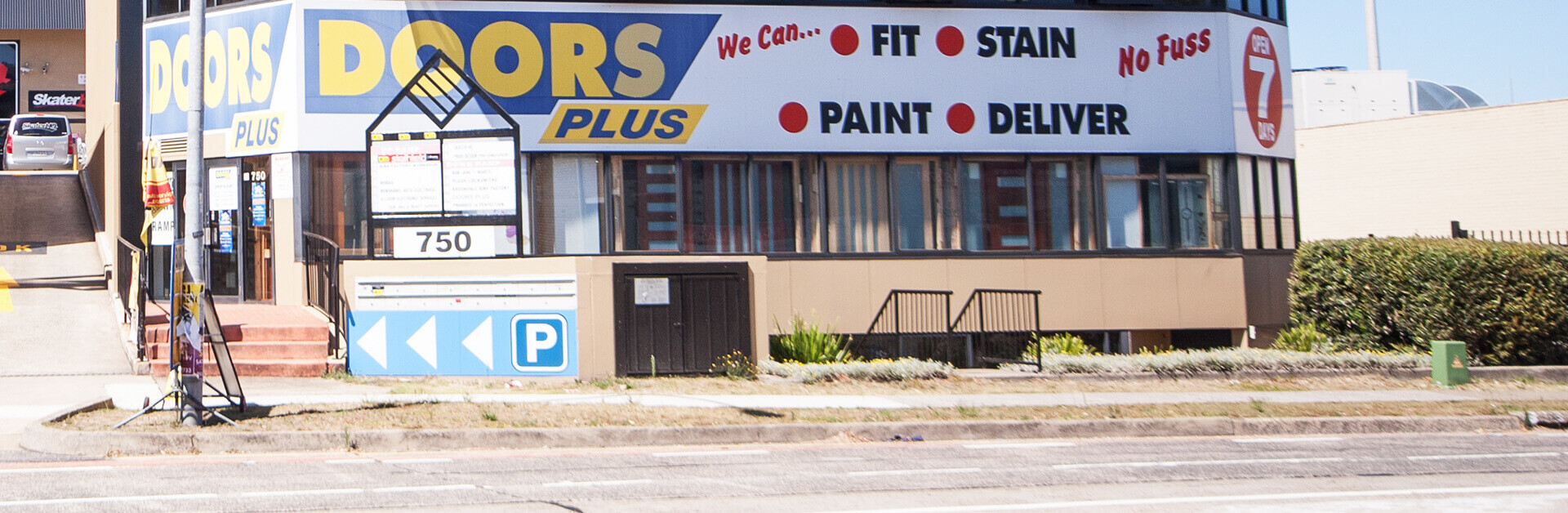 Doors Plus Brookvale Showroom in Sydney, New South Wales with car park area