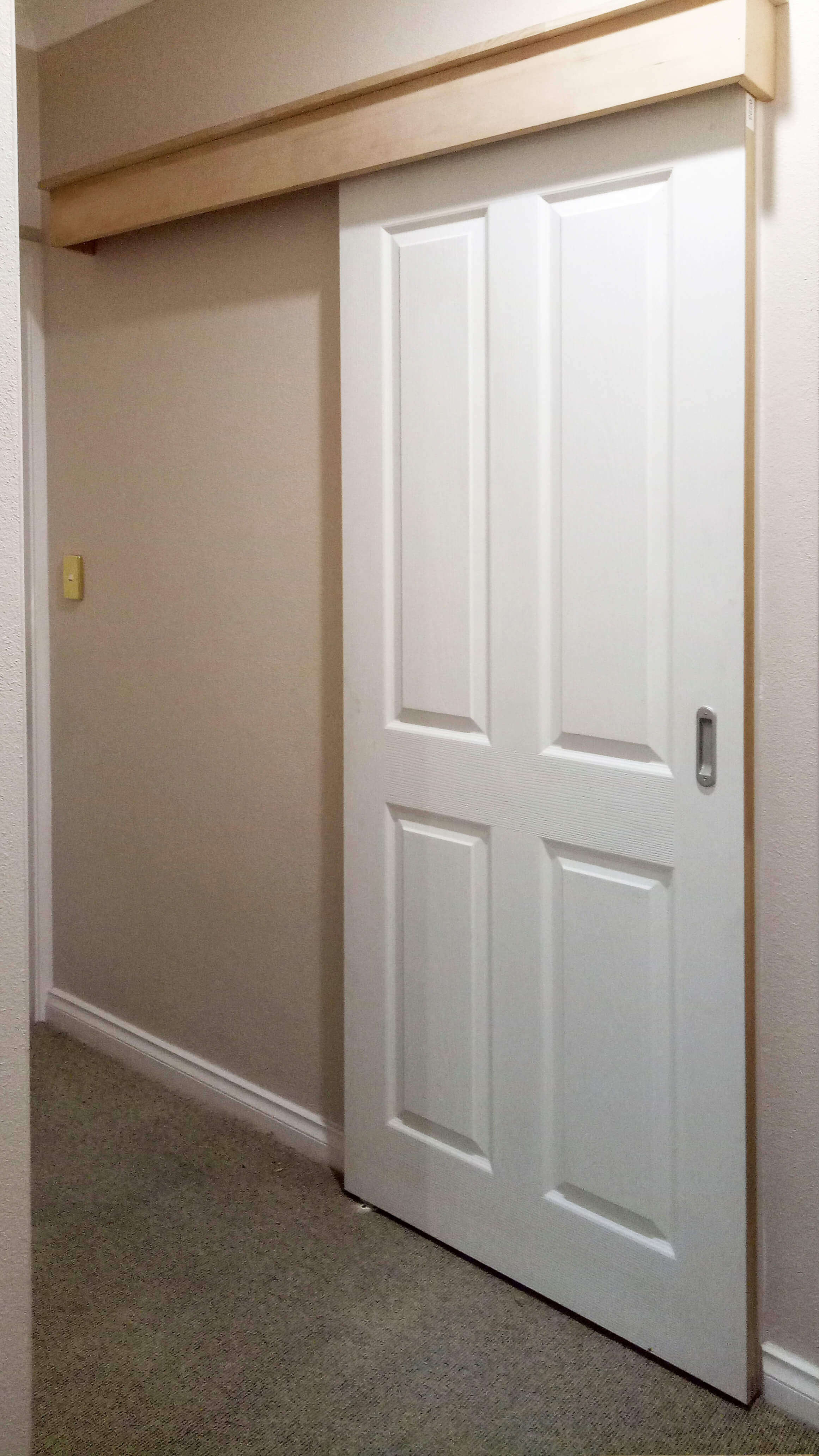 Doors Plus Internal Marsden Painted white Hollow core door on a pelmet for internal sliding