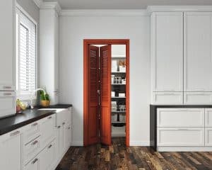 Stained Bifold Venetian Door for Kitchen Pantry