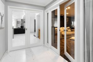 2 White Double Doors with Clear glass in Hallway
