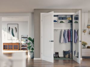 White Double Door with Mirror for Wardrobe in Hall