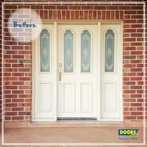 Doors Plus - External Double Door Side Panel With Glass Panels Painted White - Before