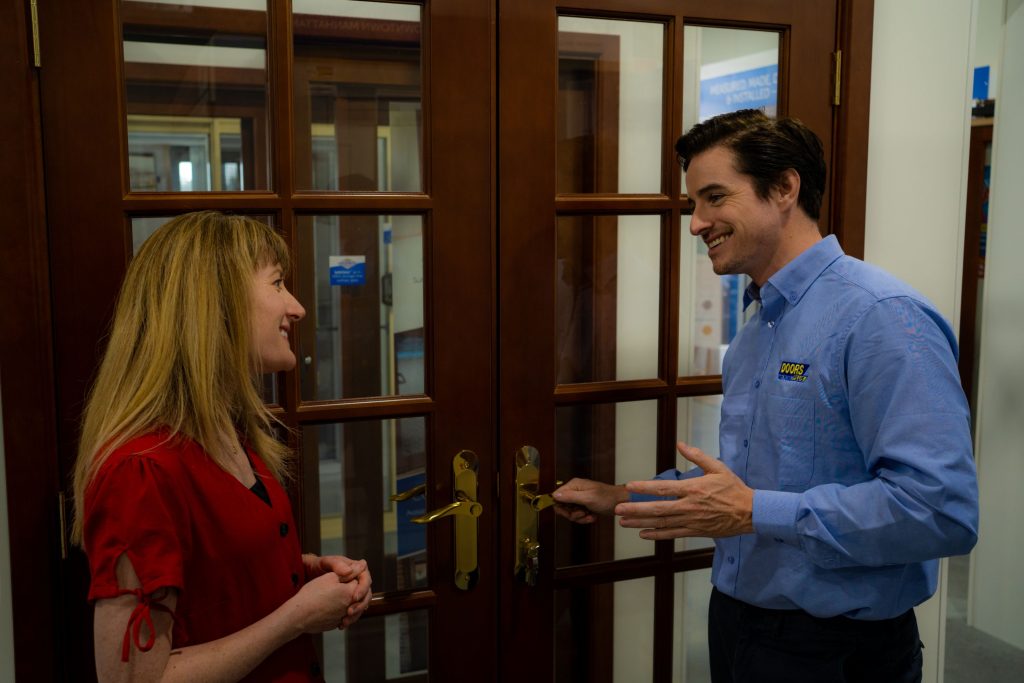 Doors Plus - Customer with Sales Person at the Showroom