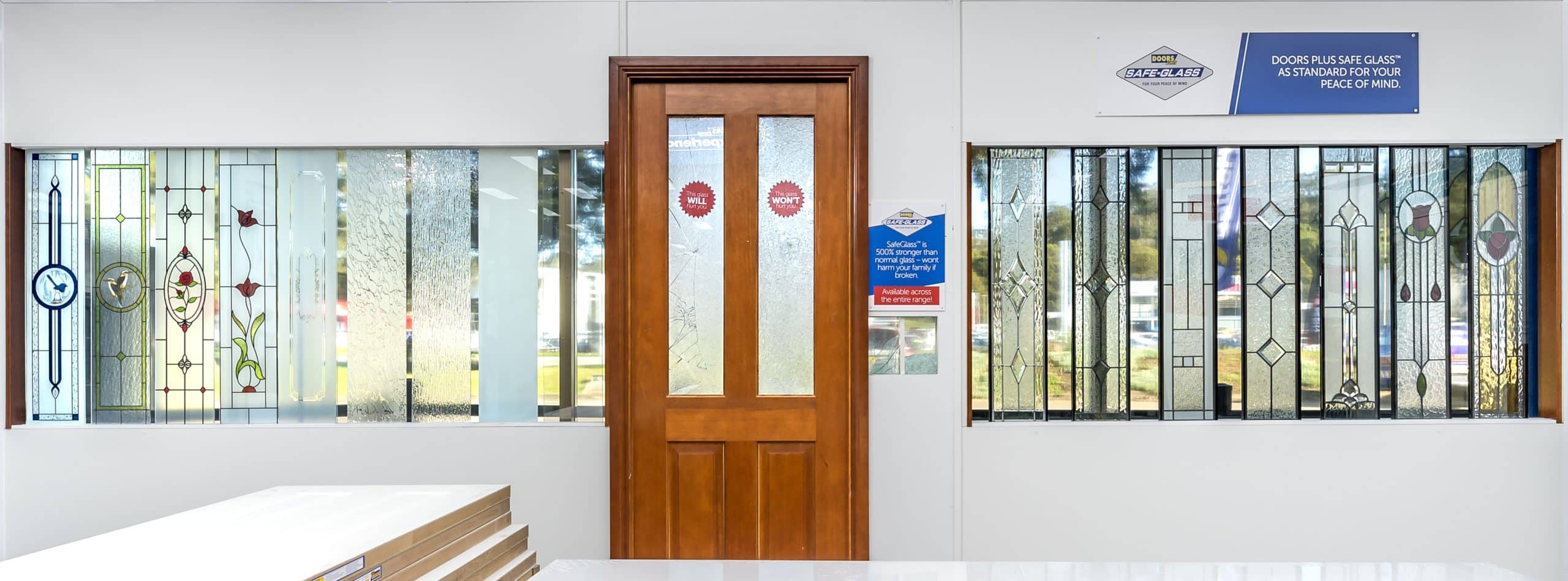 Doors Plus - Safe Glass Display at Leumeah Store