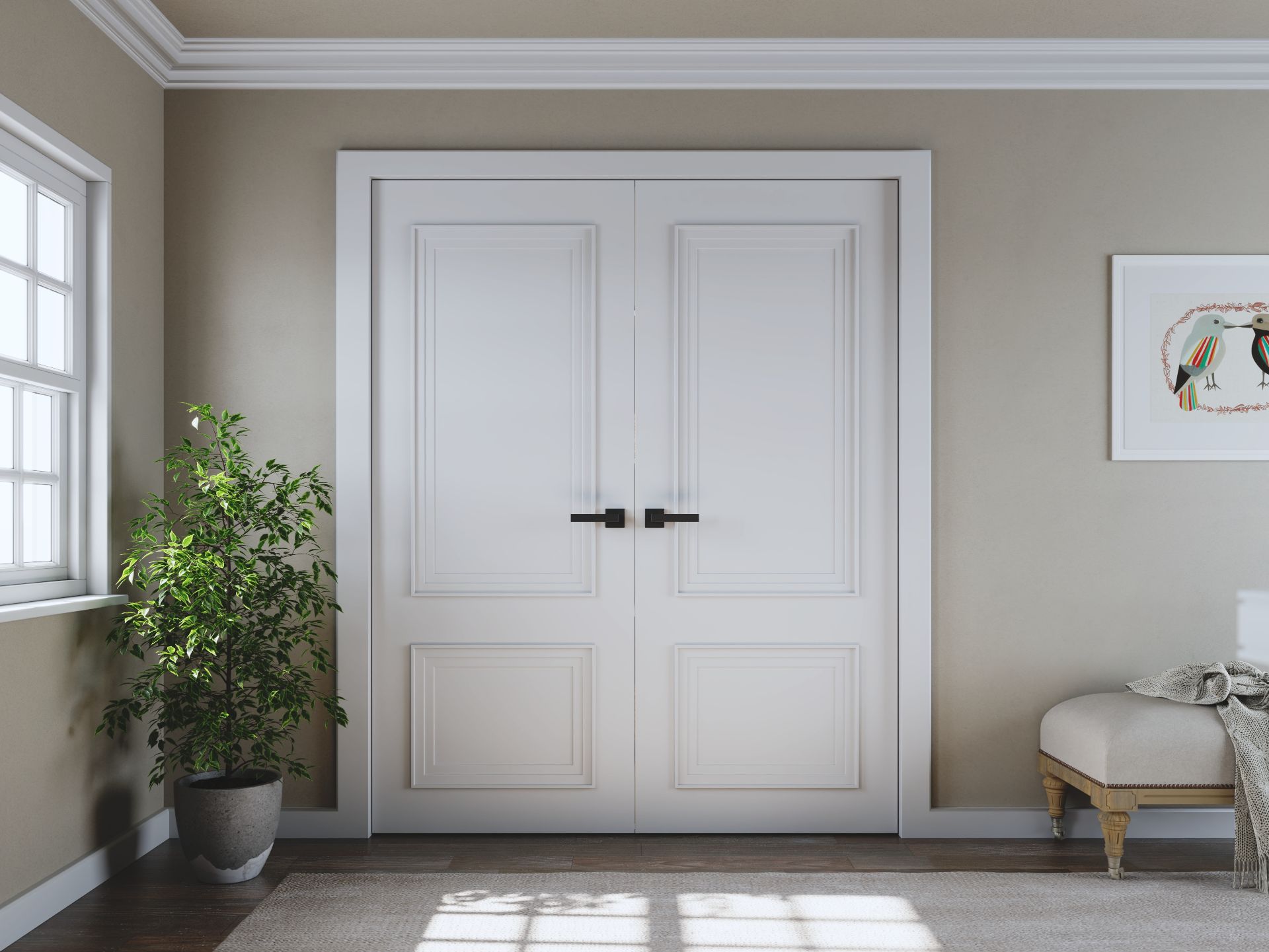 Doors Plus - Internal Tall Wide Doors - Double Hinged Wardrobe Doors - Painted White