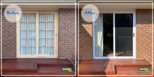 Doors Plus - Replacement of Timber Slider Door with Aluminium Slider - Before&After