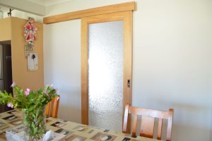Doors Plus - Sliding Door on Palmet - Featuring Translucent Patterned Glass - Raw