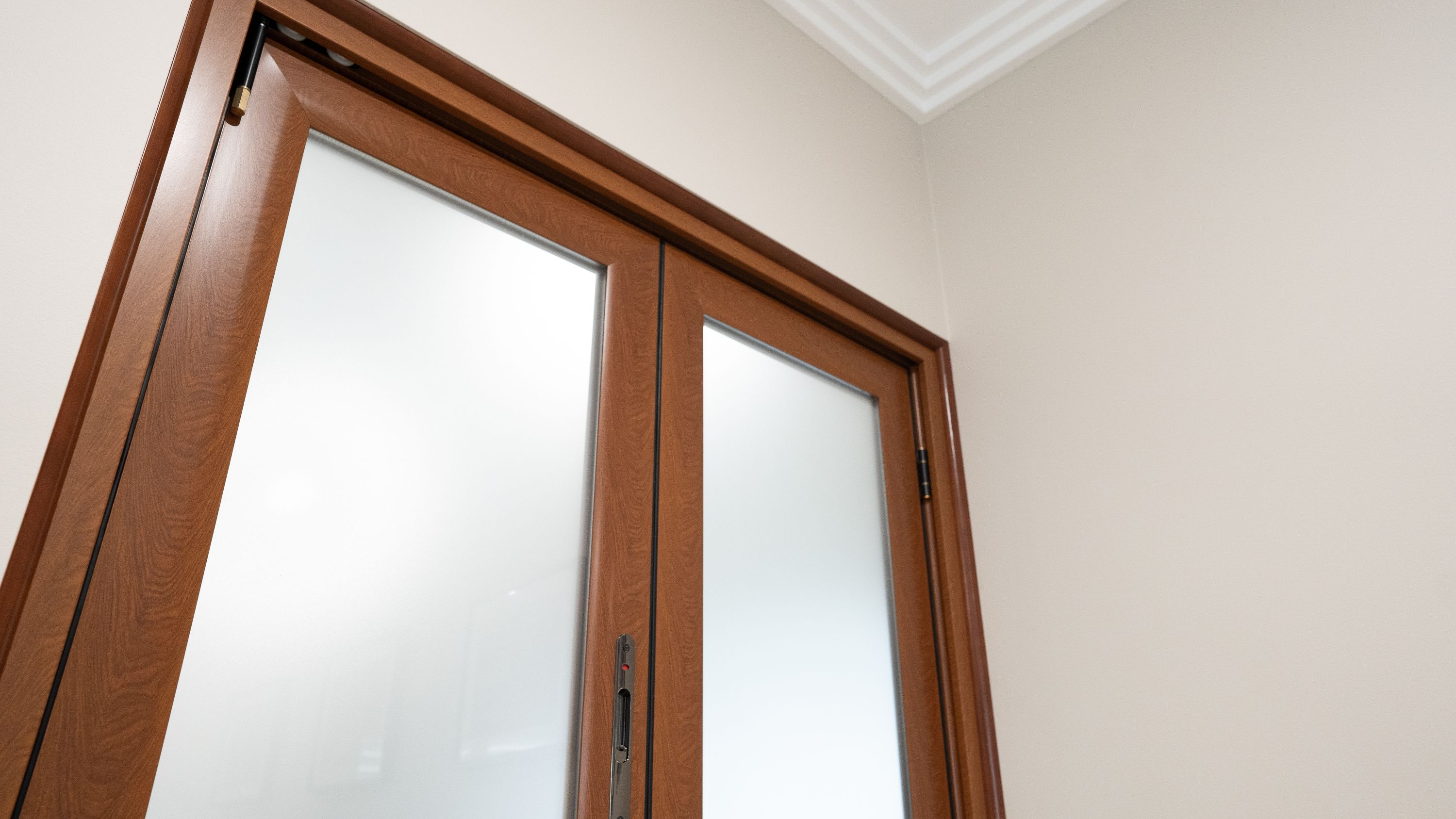 Doors Plus - 2 Panel Bifold Aluminium Zone Living in Woodgrain Finish and Obscure Glass