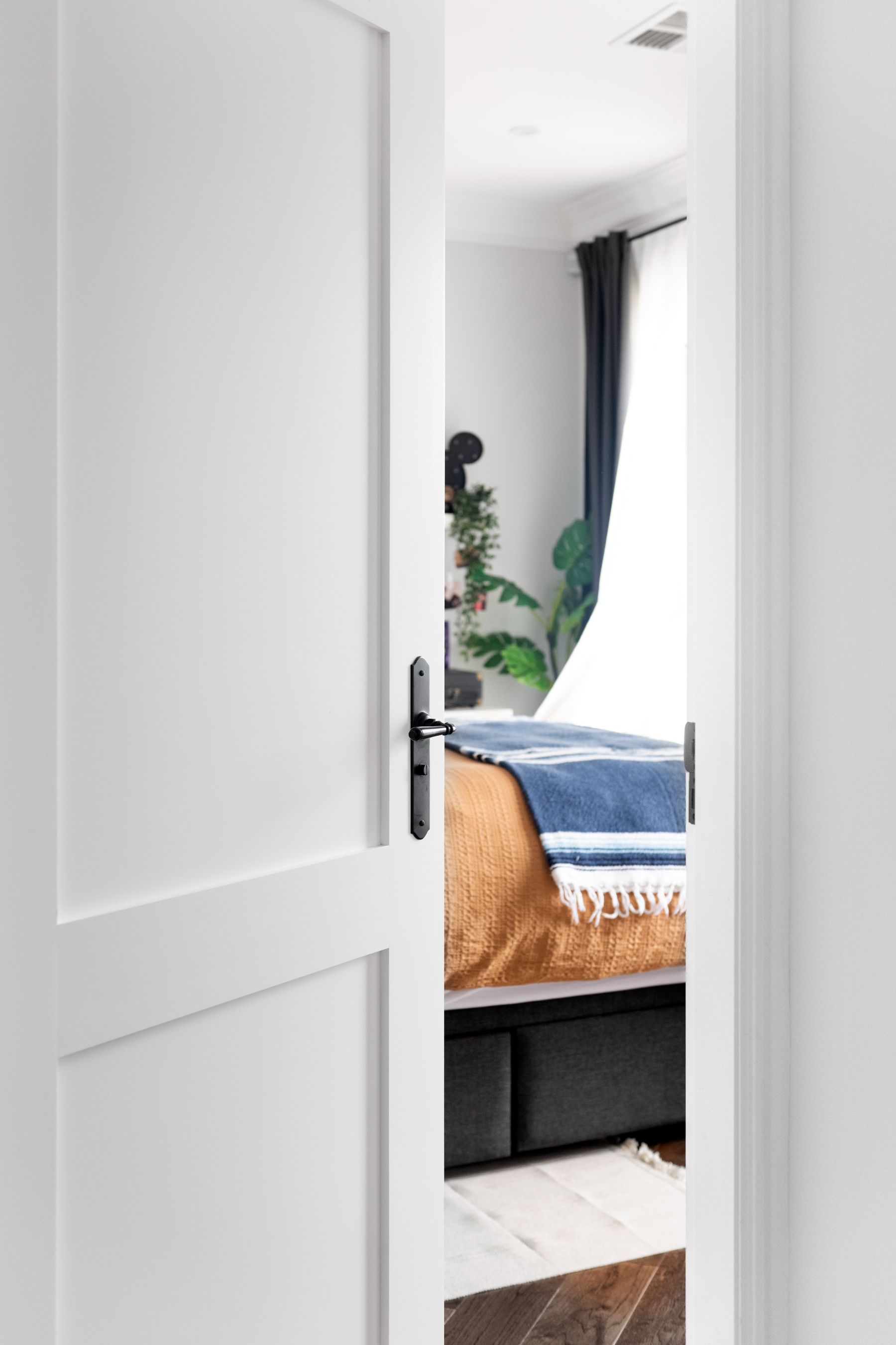 Doors Plus - Bedroom Door with Black Hardware - Shaker Door