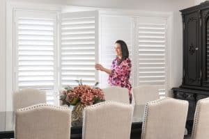 Doors Plus - White Plantation Shutters in Dinning Room
