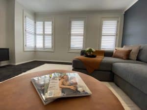 Doors Plus - White Plantation Shutters in Living Area