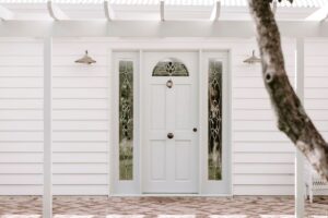 Doors Plus - White Front Door With Decorative Side Panels