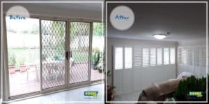 Doors Plus - Shutters on Sliding Doors Before-After