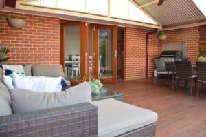 Doors Plus - Wooden Bifold Doors in ALfresco - Dark Maple - Clear Glass