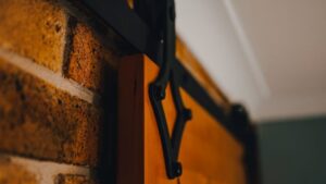 Doors Plus - Dark Maple Barn Door with Black Track