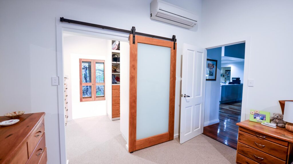 Doors Plus - Barn Door Featuring Translucent Glass - Light Maple