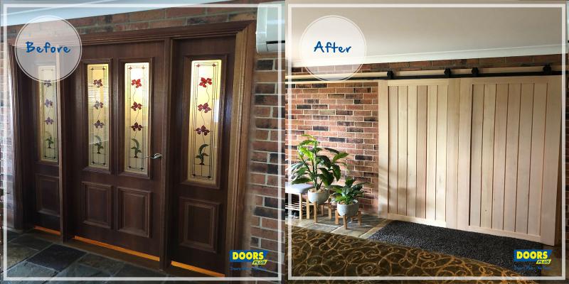 Doors Plus - Living Room Reno with Double Barn Doors