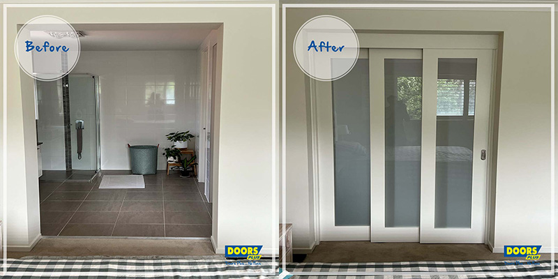 Doors Plus - Shaker Doors in Bathroom - Before-After