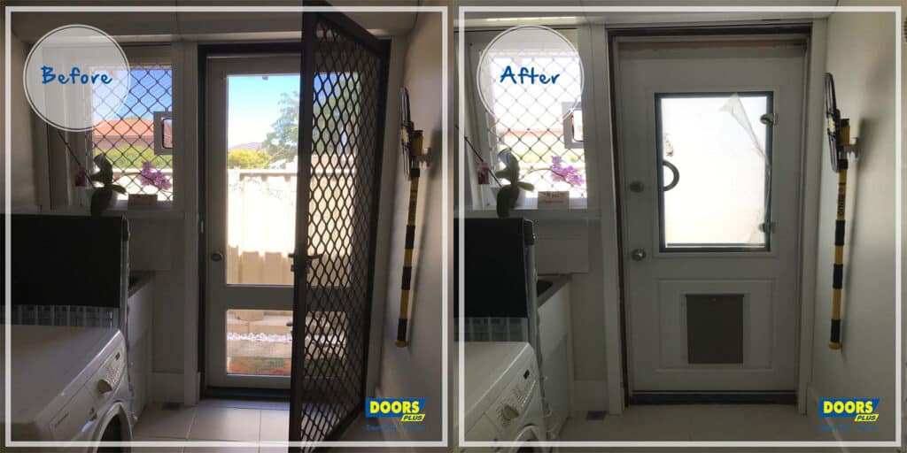 Doors Plus - Pet Door Before After