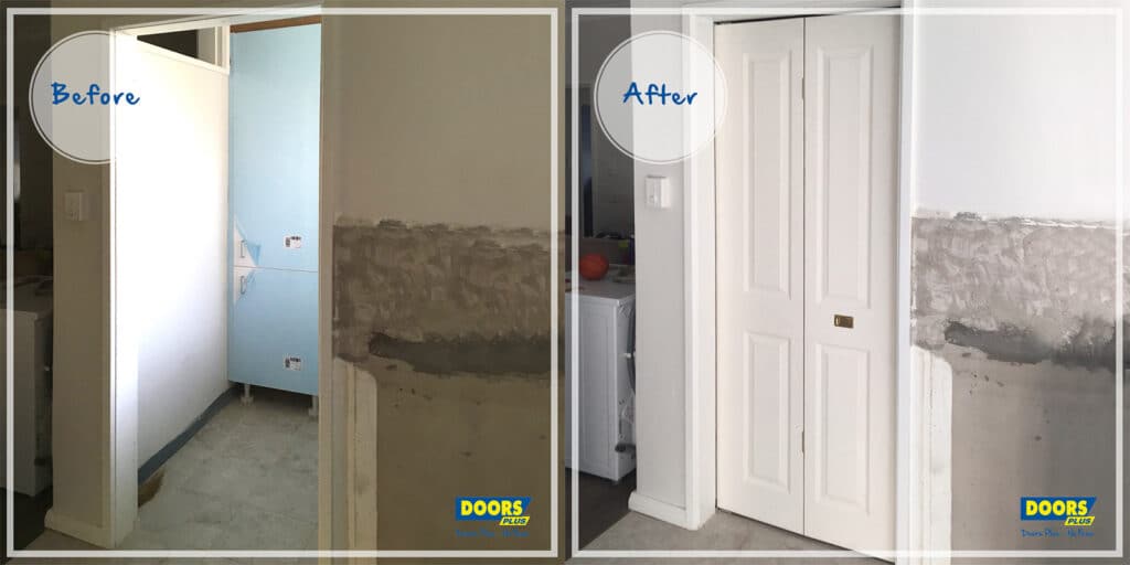 Doors Plus - Bifold Door in Laundry - Before After