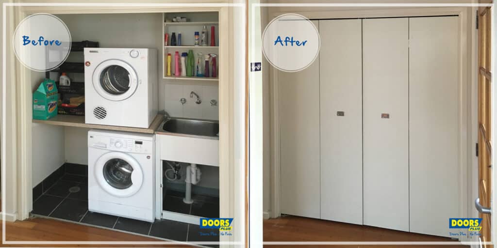 Doors Plus - Bifold Doors in Laundry - Before After