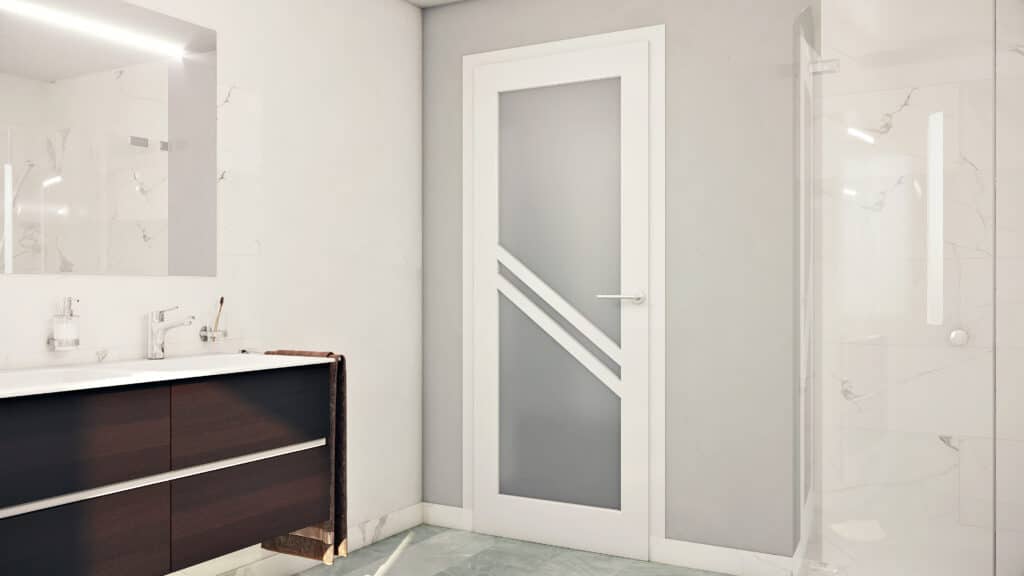 Doors Plus - Internal Wood Door with Glass in Bathroom