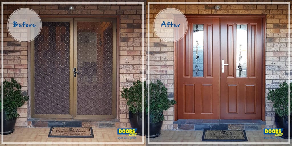 Doors Plus - Wood Door With Glass - Before After