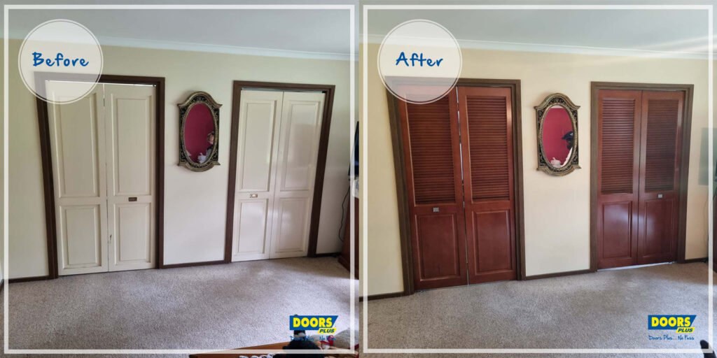 Doors Plus - Louvre Doors - Before After - Stained