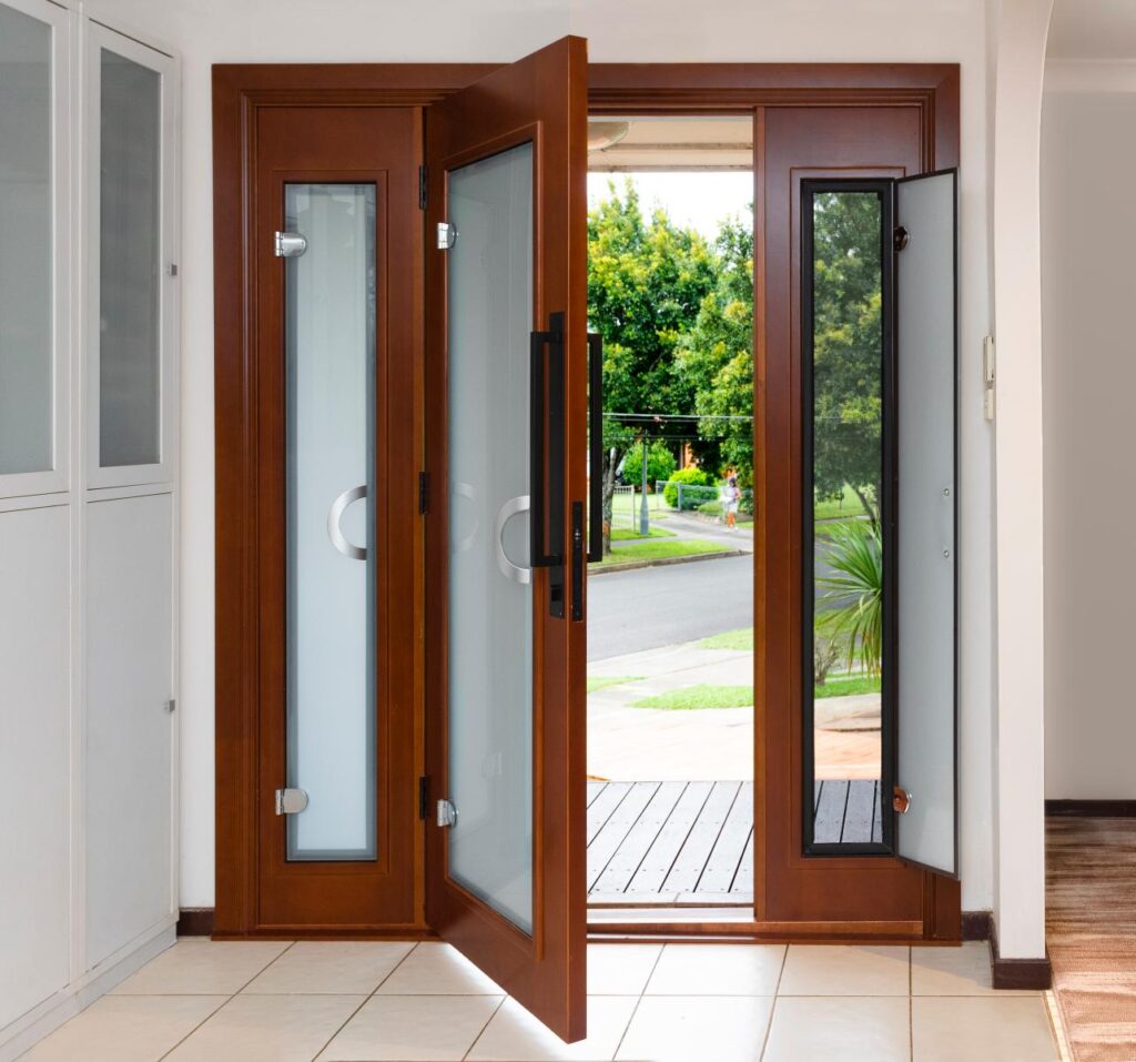 Doors Plus - Window Door with Screen - Entry Door - Stained